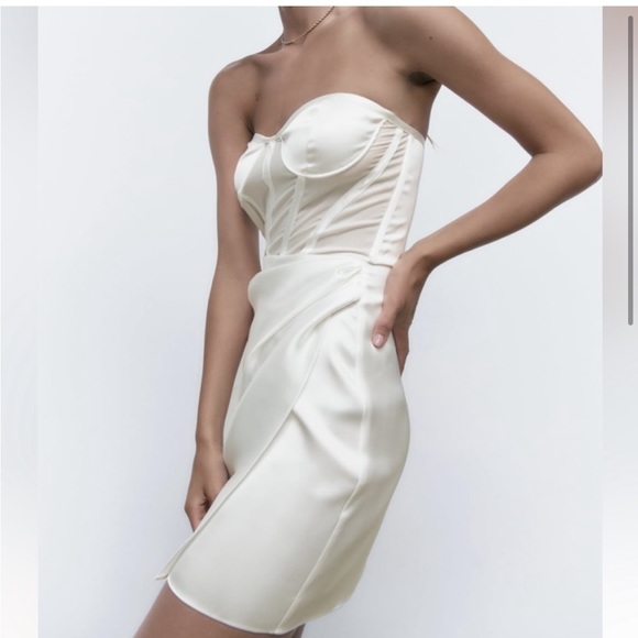 Zara Straight Neck Underwire Wrap Front Mini Dress - Picture 4 of 9
